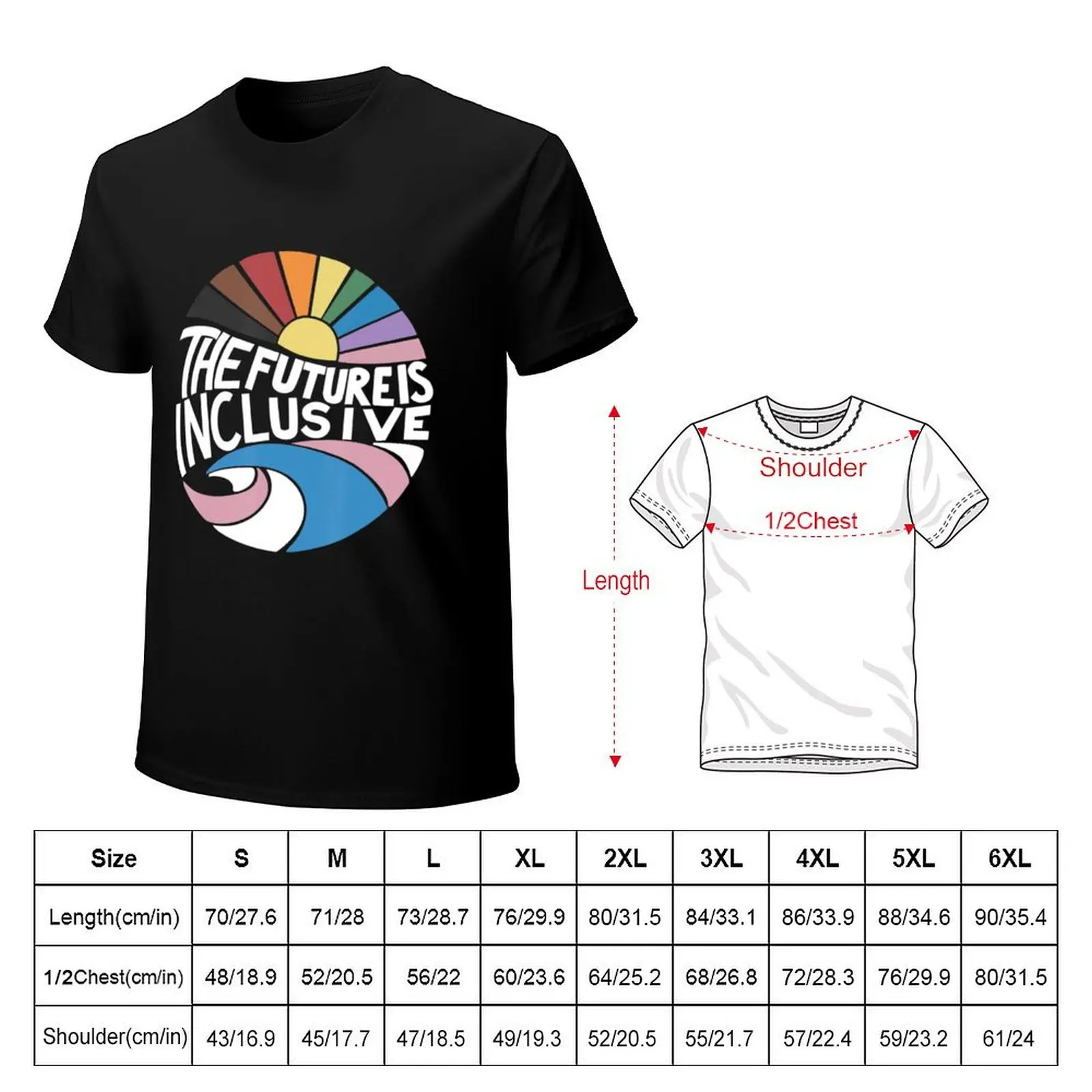 Retro Vintage The Future Is Inclusive Lgbt Gay Rights Pride T-Shirt Daily Work Short Sleeve Top