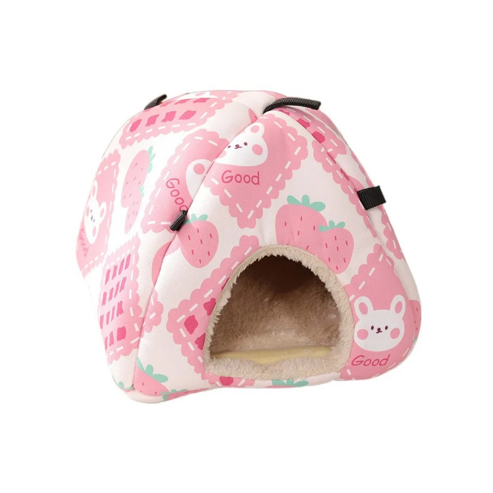 

Cartoon Guinea Pig Warm House Flower Print Cold Proof Rabbits Sleeping Bed Waterproof Soft Hamster Nest Bed