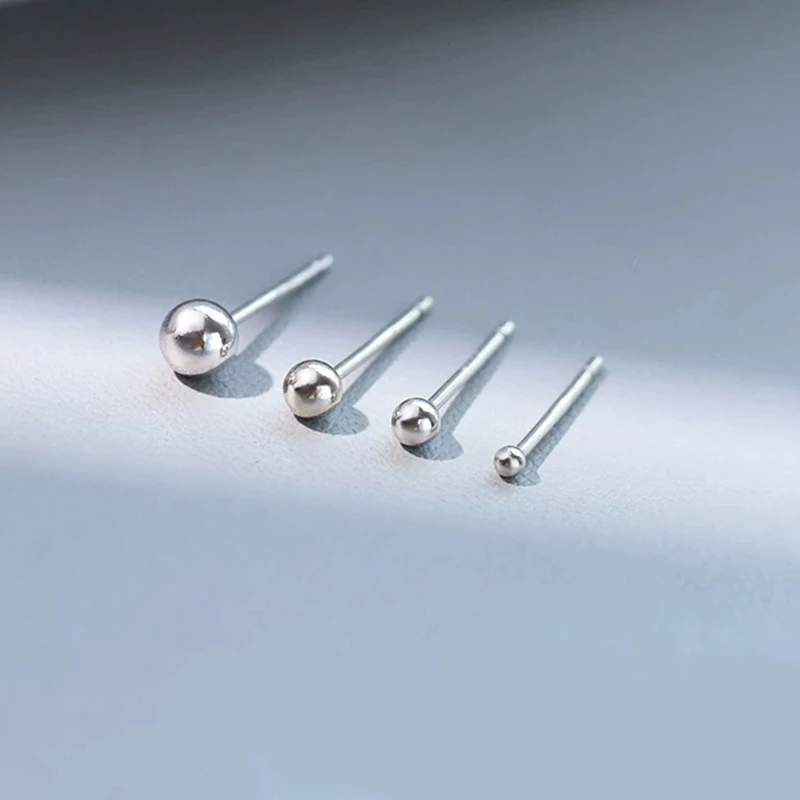 925 Silver Needle Piercing Bone Unisex Mini Classic Stud Earrings 2/3/4/5MM Bead Ear Hole Care Jewelry Accessories view 3