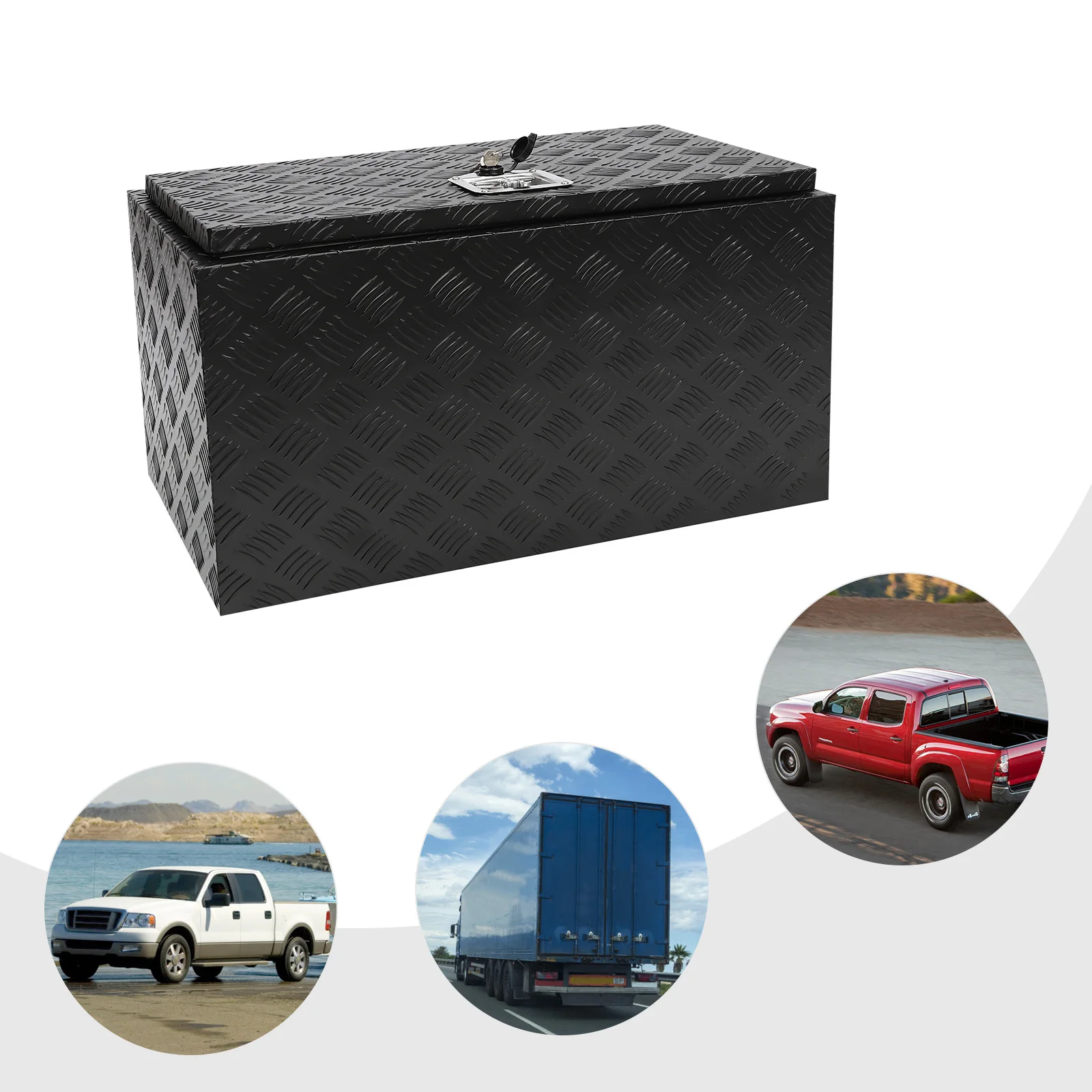 30 Inch Heavy-Duty Aluminum Drill Stone Tool Truck Bottom Box, Waterproof Square Truck Storage Box