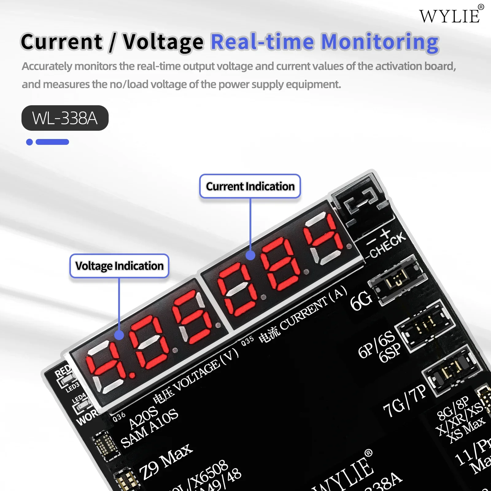 WYLIE WL-338A Smart Battery Activation Board Short Circuit Protection for IPhone 6-16ProMax Android Phone Battery Testing Tool