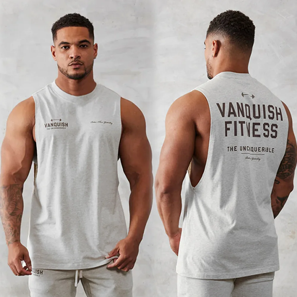 Bodybuilding Summer Tank Top Fitness Training Clothing Loose Leisure Gym Sport Sleeveless muscle Shirt Men Fashion Vest