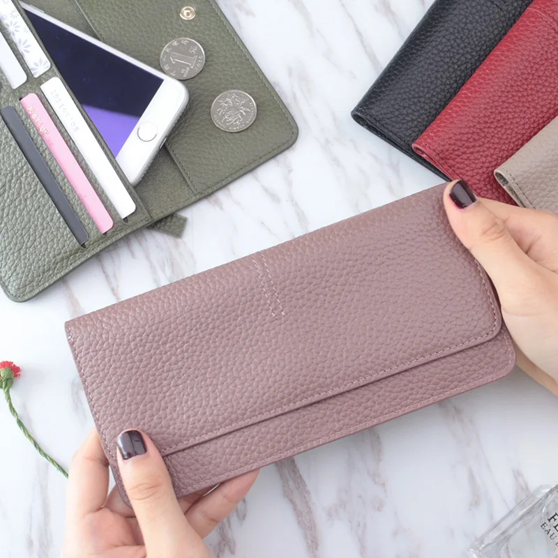 Women Wallets Genuine Leather Women Long Wallet Fashion Zipper Bag Multicolor Wallet Splicing Wild Coin Purse Billetera Mujer