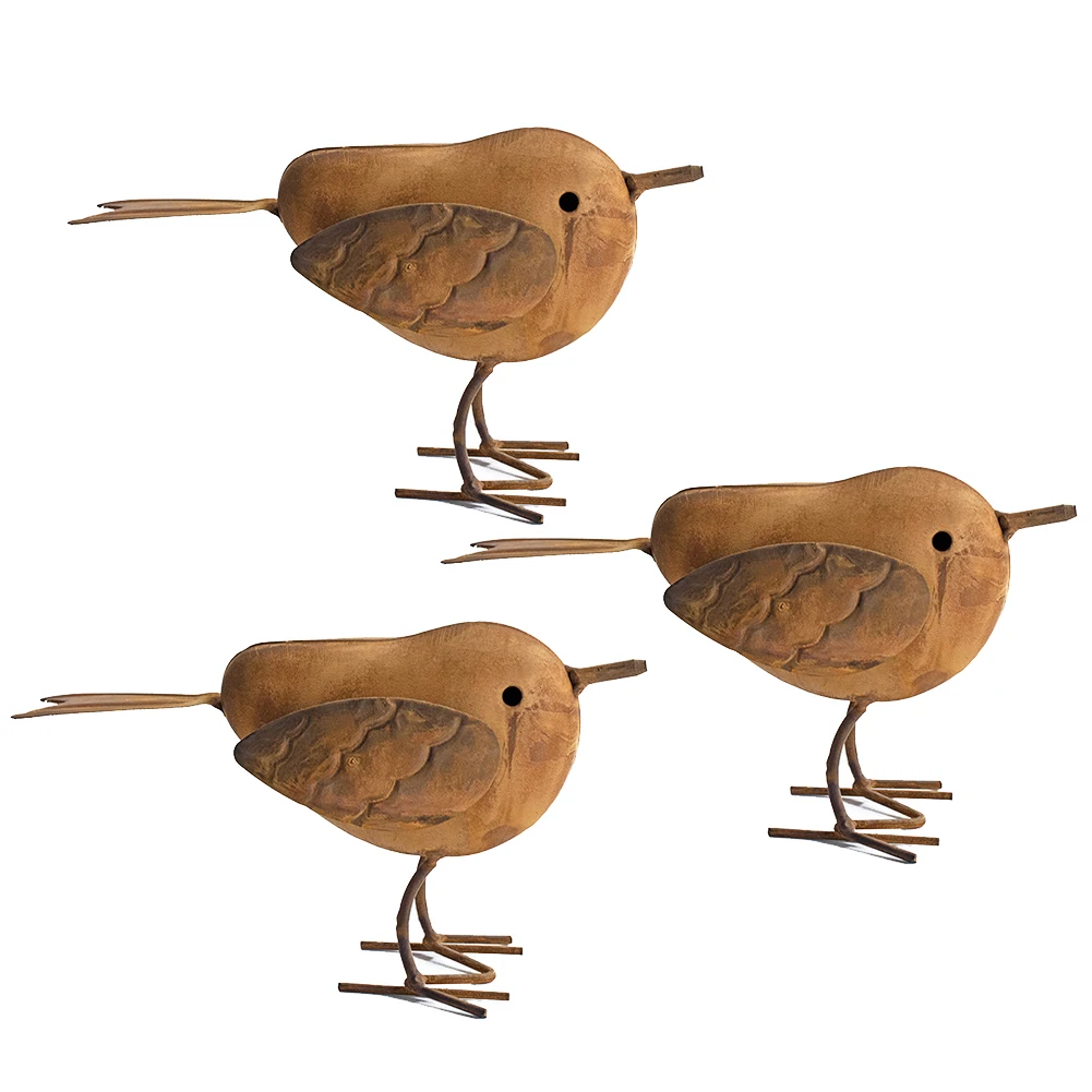 

3pcs/set Rusty Metal Bird Ornament Iron Crafts Bird Shaped Art Silhouette Sculpture Outdoor Garden Fence Decoration