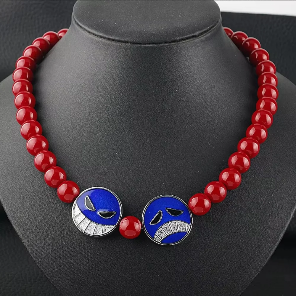ONE PIECE Ace accessoires sourire triste Badge pendentif boucles d'oreilles collier de perles rouges Bracelets Anime Cosplay accessoires périphérie