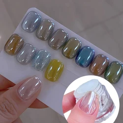 White Chrome Nail Powder Super Glossy Clear Mirror Effect Smooth Pearl Glitter Pigment White Ice Transparent Moonlight Powder