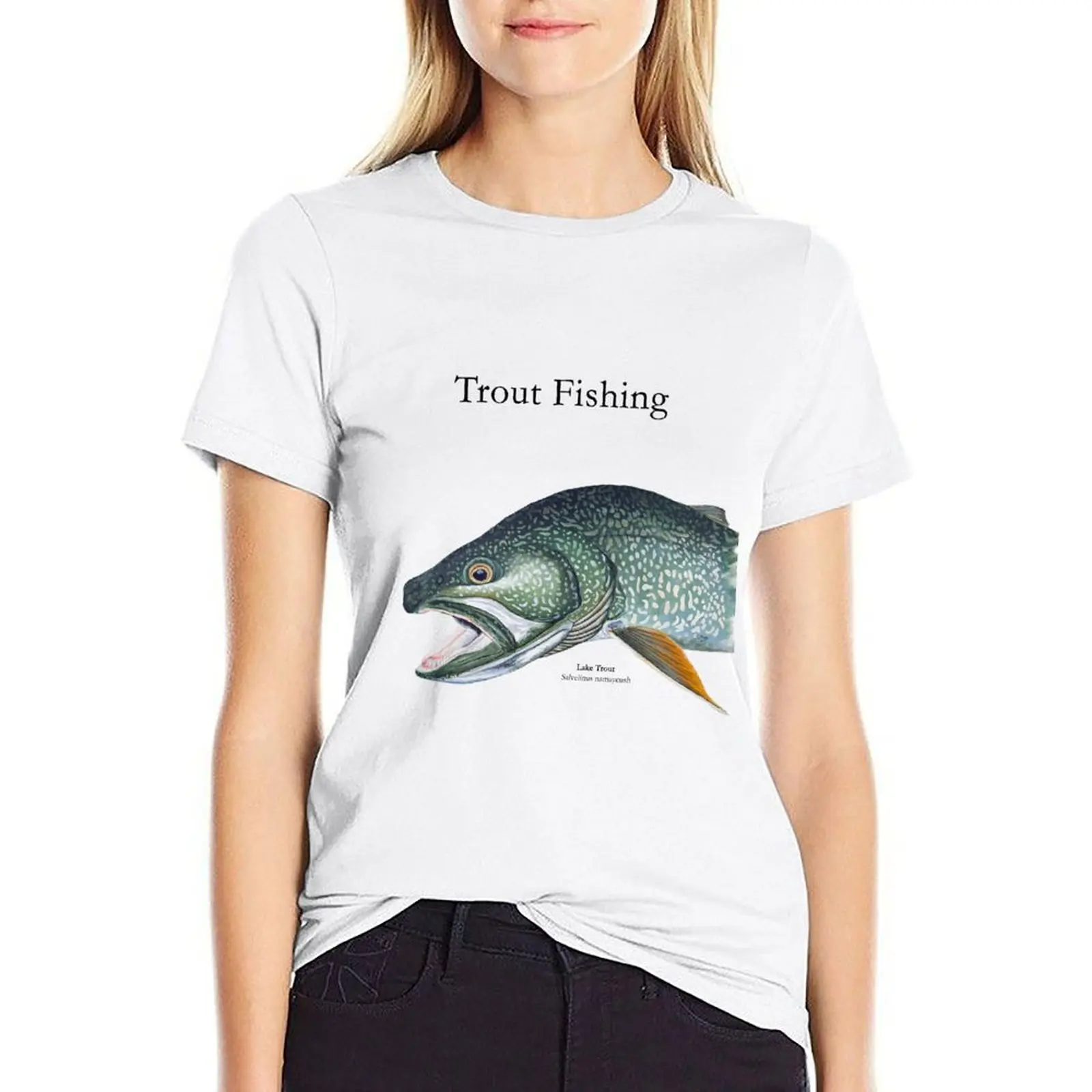 

Siscowet Lake Trout T-shirt Blouse oversized lady clothes summer blouses woman 2024
