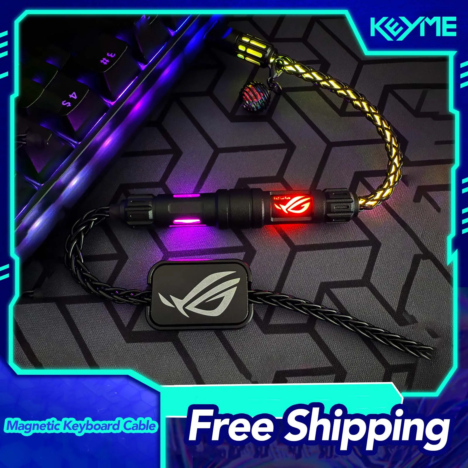 WAYi Magnetic Keyboard Cable Mechanical RGB Magnetron Color Changing 8K Aviation Plug Cable PC Laptop Keyboard Accessories