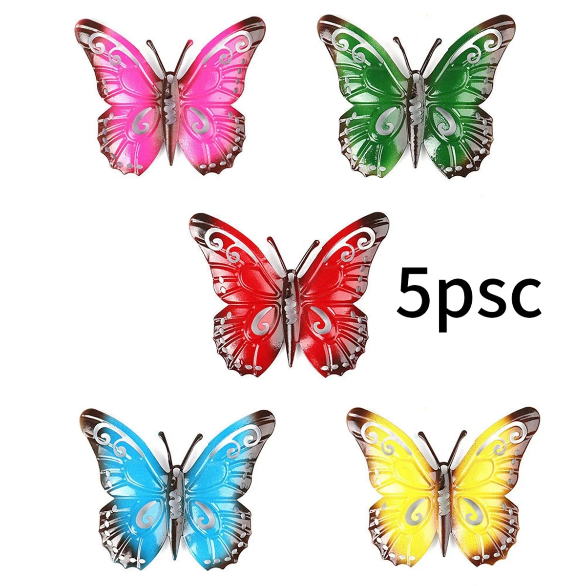 Colorful 3D Metal Butterfly Yard Decor Hollow Out Butterfly Garden Large Decorative Wall Art Fence Sculpture Ornament