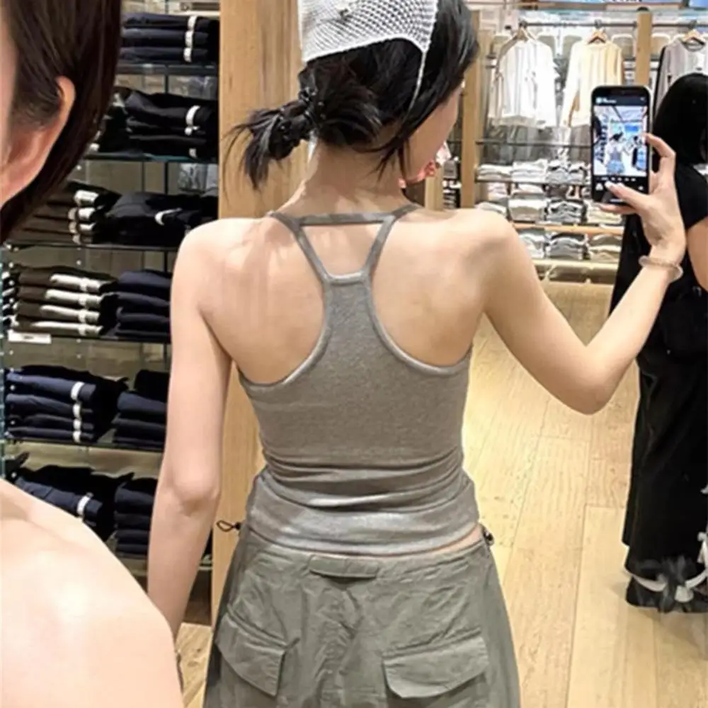 Kamizelka z szelkami z podkładkami na klatkę piersiową Hot Girls Pure Desire Female Summer Slim Backless Simple Fashion Summer Vest y2k топ женский