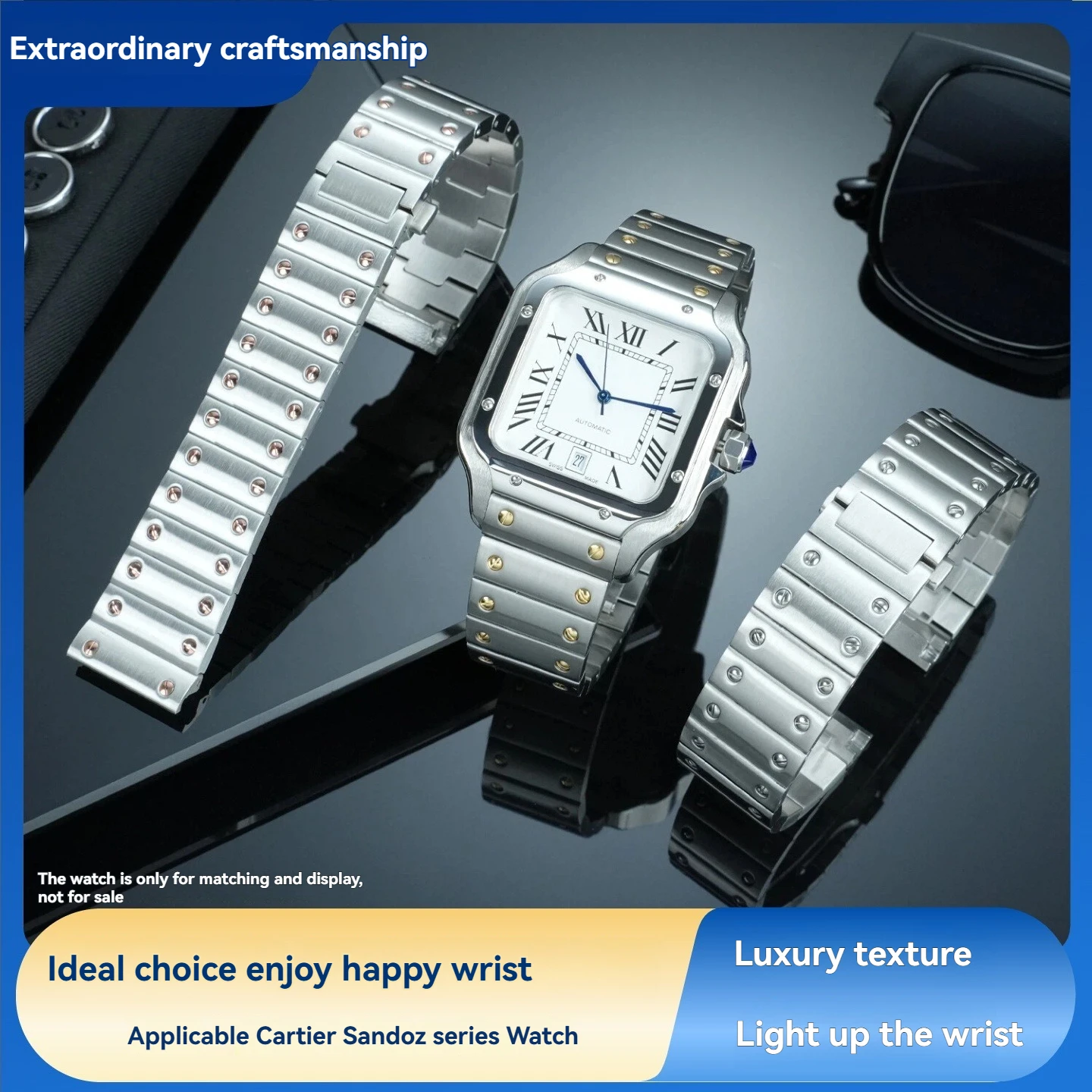 

Быстросъемный ремешок для часов из цельной нержавеющей стали для Cartier Santos WSSA0010 0009, браслет для часов, 21 мм, мужской ремешок для часов