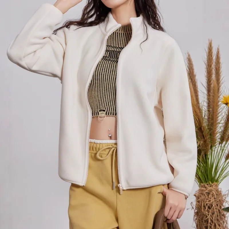 

Polar Fleece Coat in Autumn and Winter Warm Velvet Collar Long Sleeve Coat