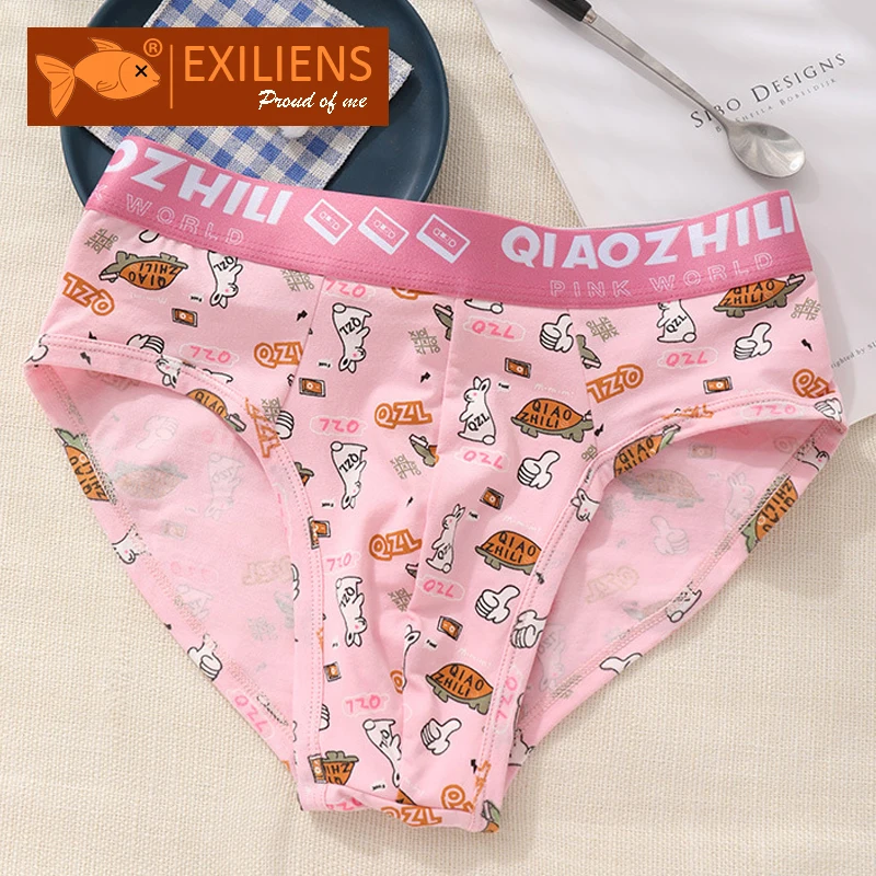 EXILIENS New Hot Pink Underwear Men Brief Cotton Cool Sexy Panties Mens Briefs BoxerShorts Man Male Underpants Size L-3XL K74-JH