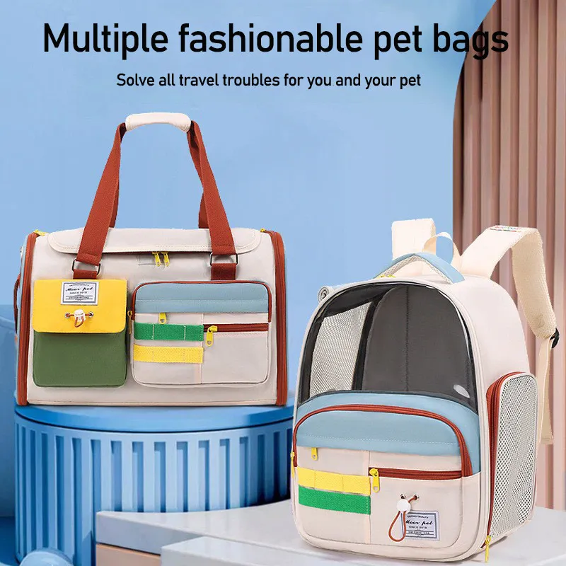 Conveniente, grande capacidade, fácil de dobrar, mochila respirável para animais de estimação, bolsa para gatos com retirada de dinheiro portátil