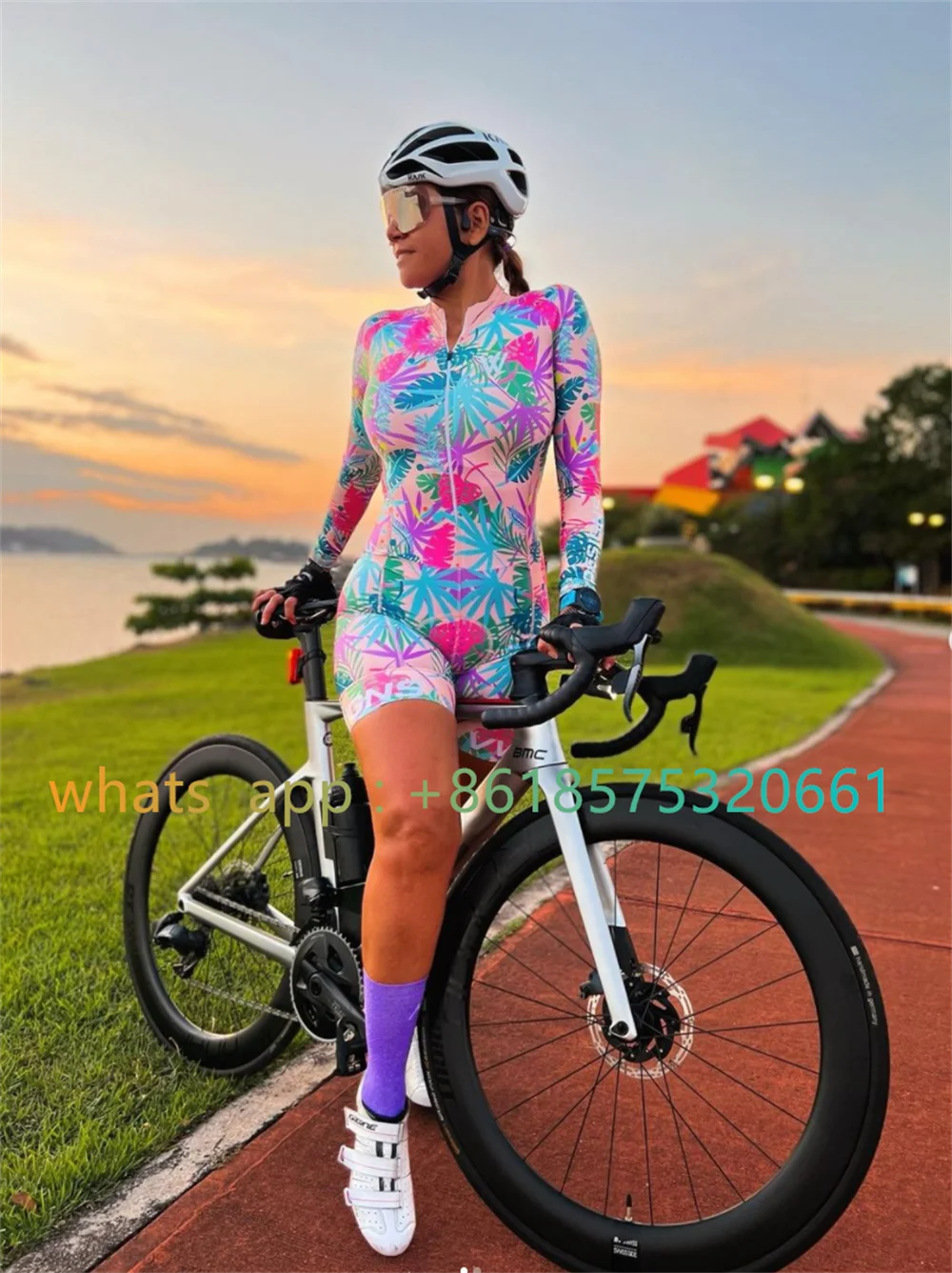 

Women Monkey Triathlon Suit Cycling Jersey Jumpsuit Skinsuit Bicycle long sleeves Clothing Roupa Macaquinho Ciclismo Feminino