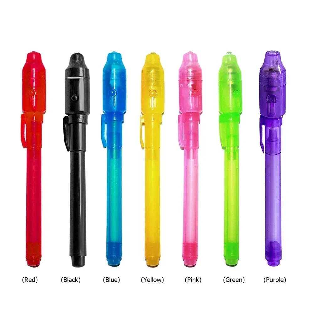 2 in 1 Luminous Light Invisible Ink Pen UV Check Money Drawing Magic Pens