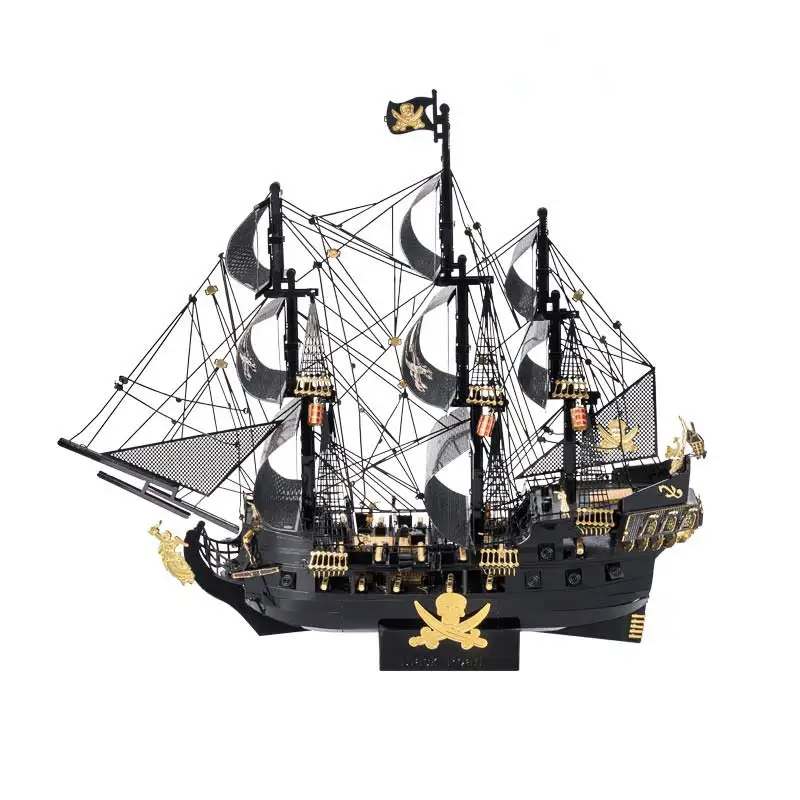 Piececool Adult 3D Puzzle Set, Metal Pirate Ship Model Set,307 PIECES DIY 3D Metal Ship Model Set, Christmas Birthday gifts for