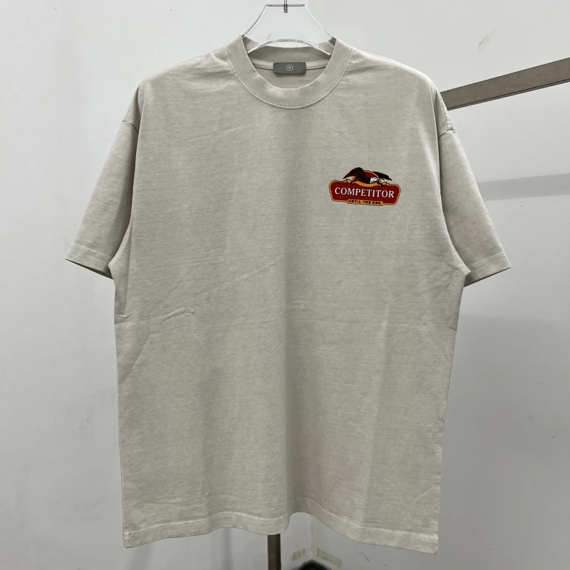 

Летняя плотная винтажная футболка из чистого хлопка с принтом логотипа орла, повседневная, с коротким рукавом, круглым вырезом