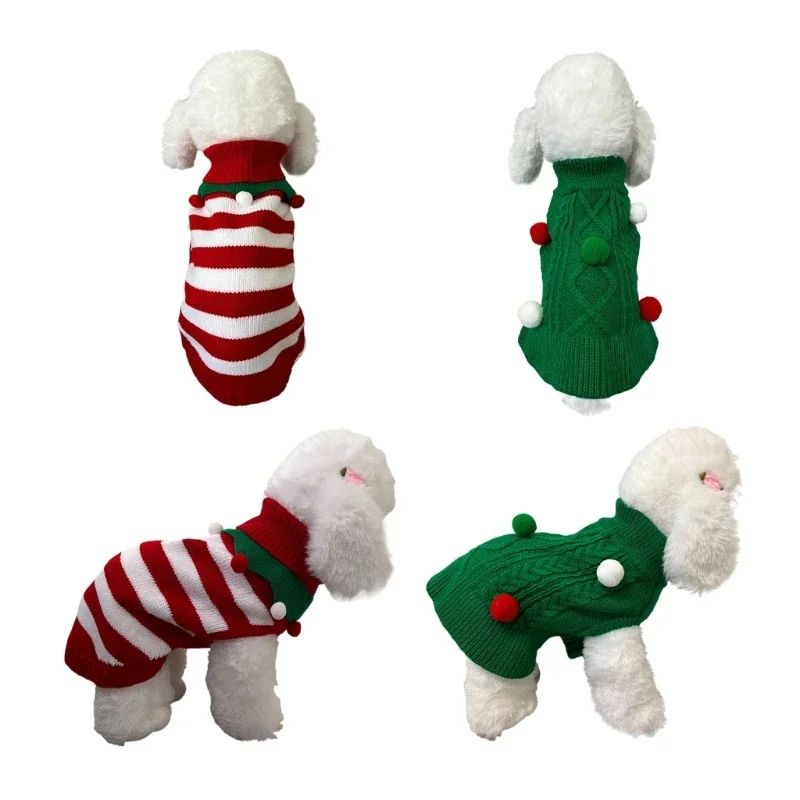 Dog Sweater Christmas Turtleneck Pullover for Cold Weather Knitwear Apparel Puppy Indoor Outdoor Use Outfits