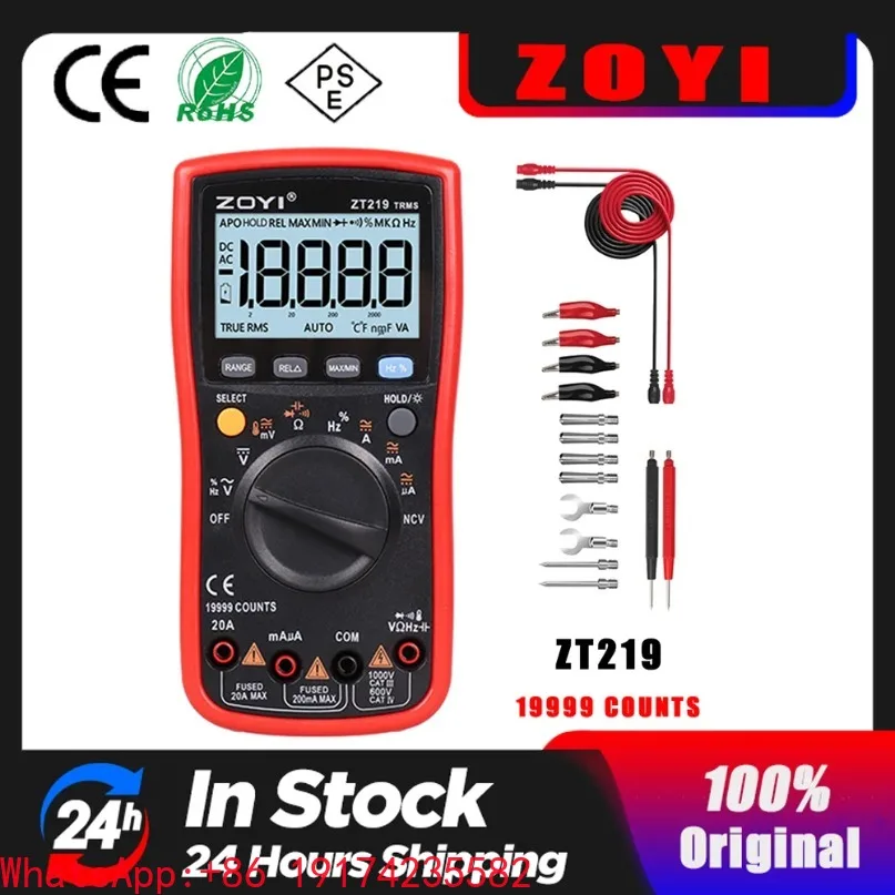 ZT219 Digital Multimeter True RMS 19999 Counts NCV Frequency Auto Power Off AC DC Voltage Ammeter Current Ohm Multimetro