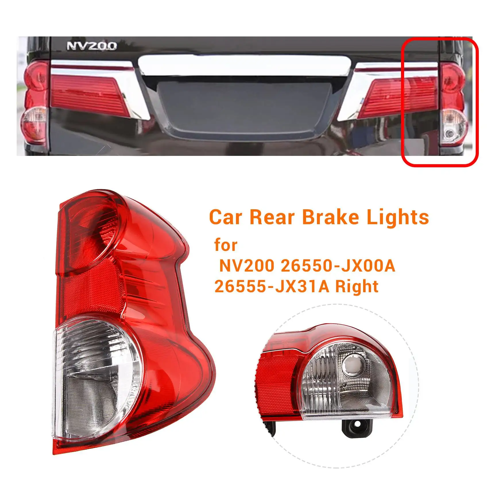 Car Taillights Rear Brake Lights Warning Lights for Nissan NV200 26550-JX00A 26555-JX31A