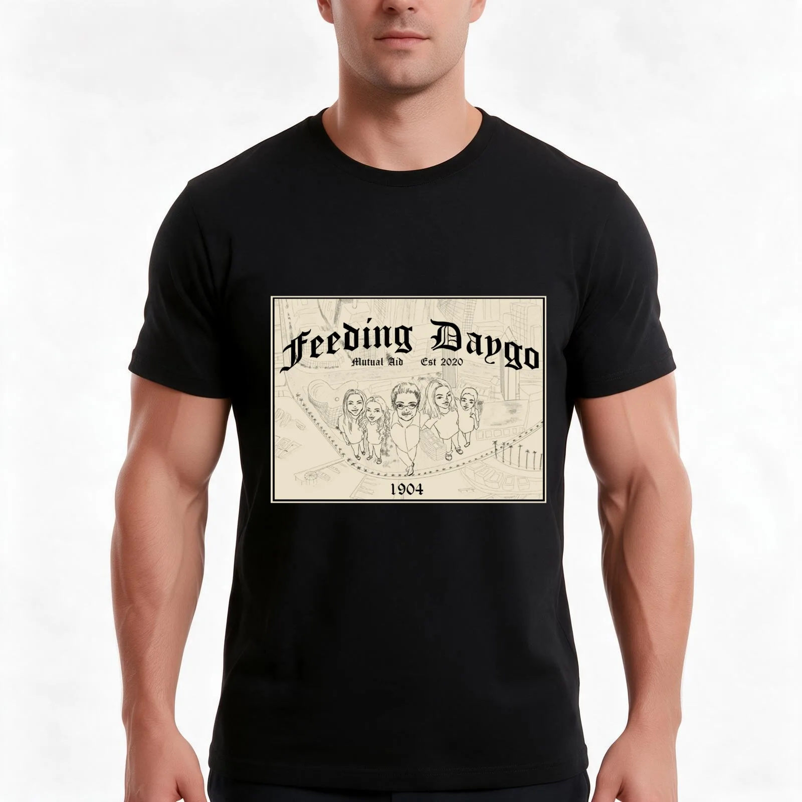 FEEDING DAYGO final design T-Shirt, Summer Casual Cotton Tee, Oversized Streetwear Tops, Vintage Graphic Print, Unisex Men Women