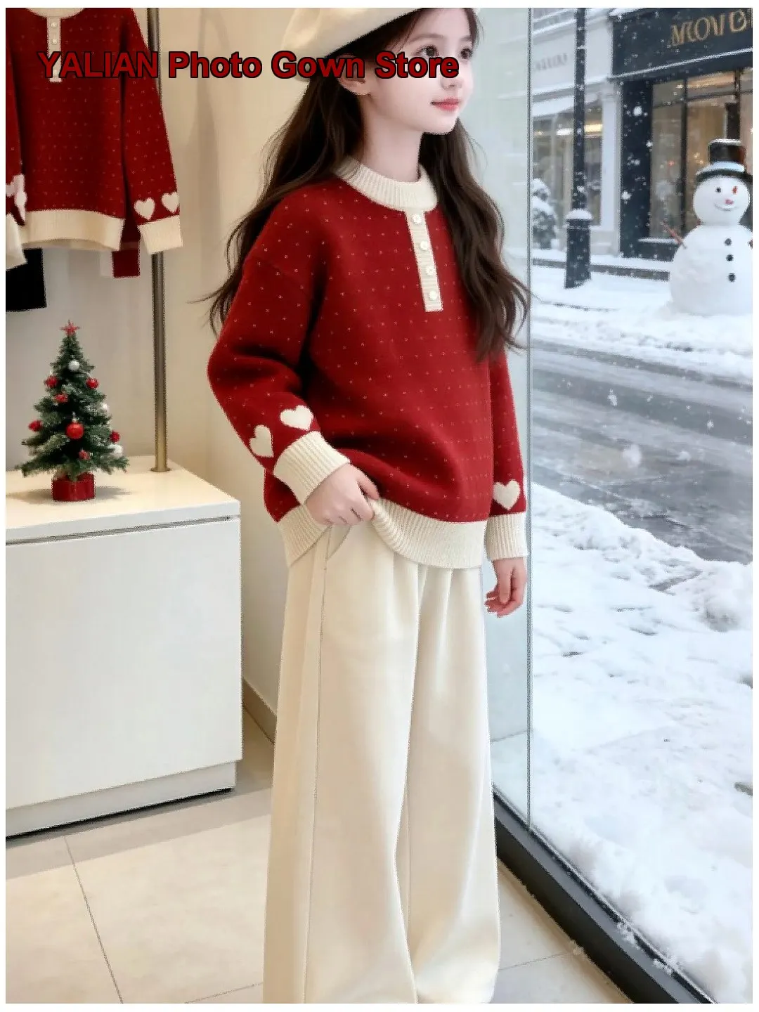 Girls Knit Top Kids Winter Extremely Beautiful Warm Knit Bottoming Shirt Festive