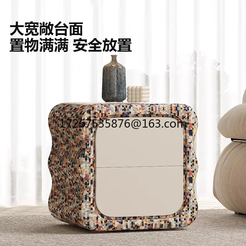 

Minimalist solid wood bedside table acrylic minimalist modern locker mosaic bedroom bedside table