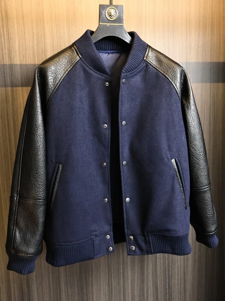 

Мужская зимняя теплая куртка из искусственной кожи с воротником в стиле пэчворк Faion Ci Sle Long Sve Верхняя одежда со стойкой и бейсбольным воротником