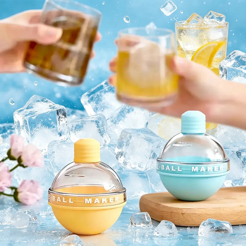 Reusable Silicone Sphere Ice Mold, Leak-Proof Ice Ball Tray for Cocktails & Drinks