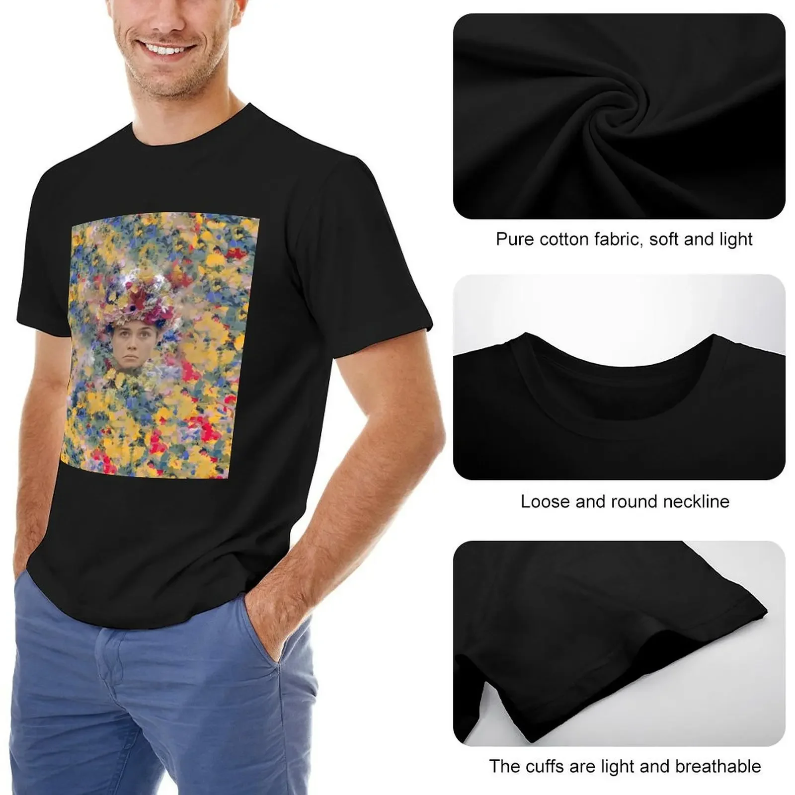 Pugh n' Flowers T-Shirt pour hommes, imprimé animal pour garçons, haut d'été, vêtements de créateurs