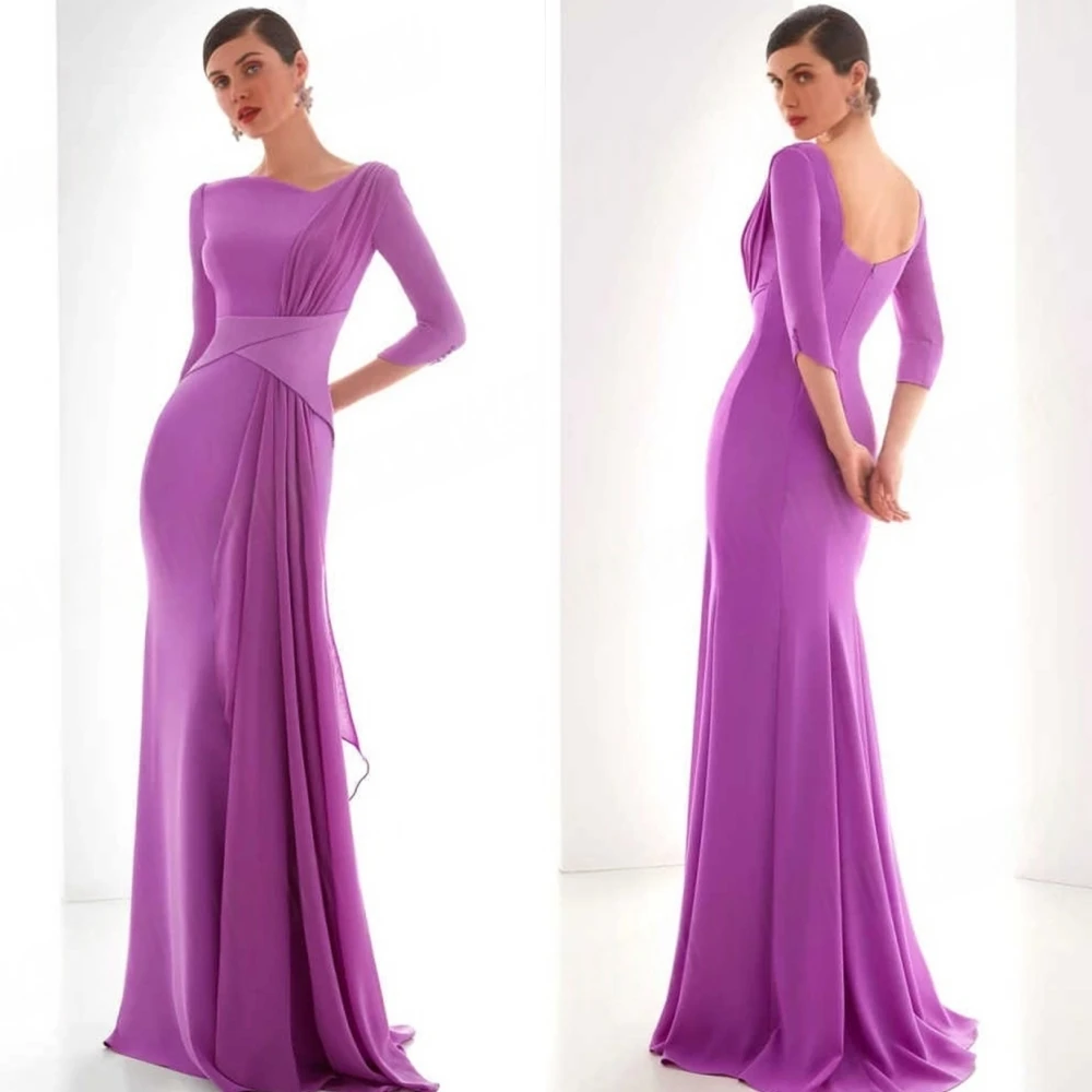 فستان سهرة أنيق مستقيم مخصص ومزاج أرجواني فساتين المشاهير سويب تراين فستان كلاسيكي للحفلات