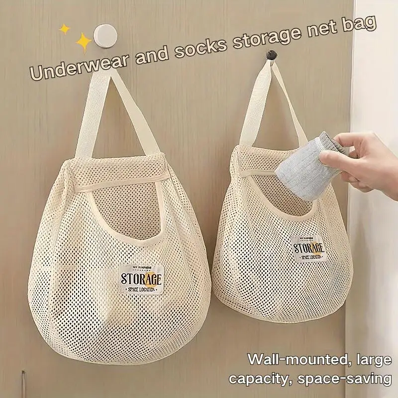 1pc Socks Storage Wall Hanging Dormitory Punching Bag Hanging Bag Wardrobe Hanging Underwear Storage Bag