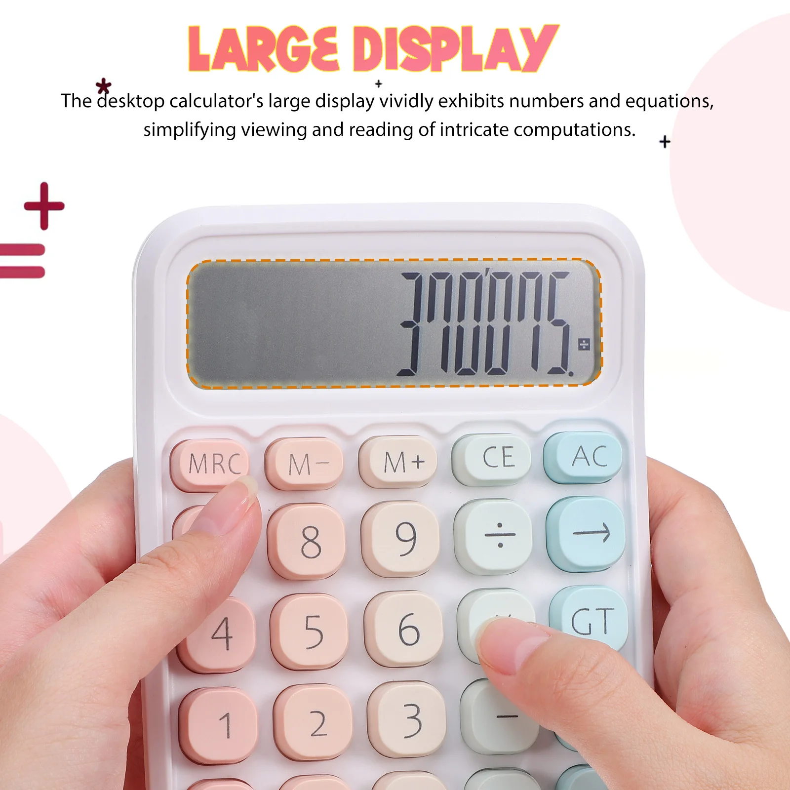 

Cute Colorful Mechanical Basic Office Large Display Multi-Function Portable Pocket Calculator Sturdy Lightweight Aesthetic