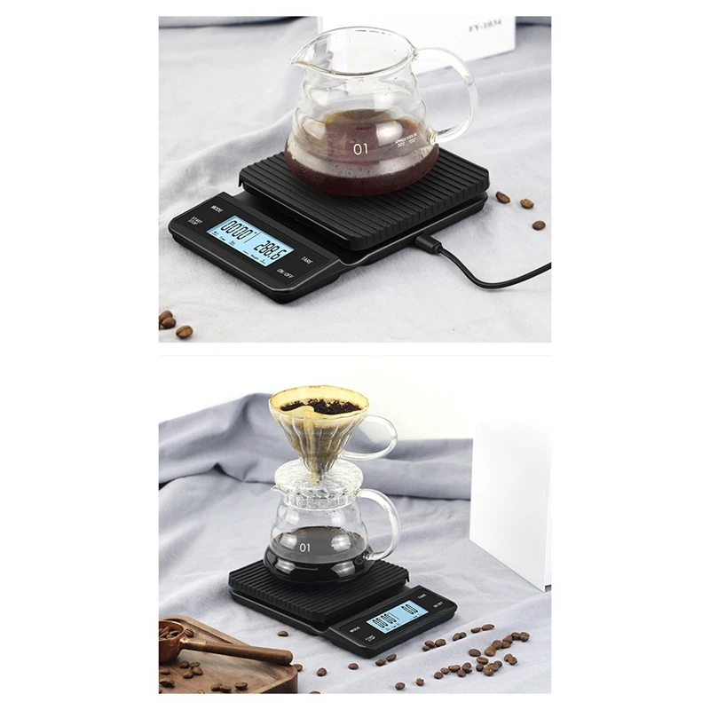 Electronic Scale Lcd Press Screen USB Charging Bar Scale Timing Kitchen Scale Hand Coffee Electronic Scale