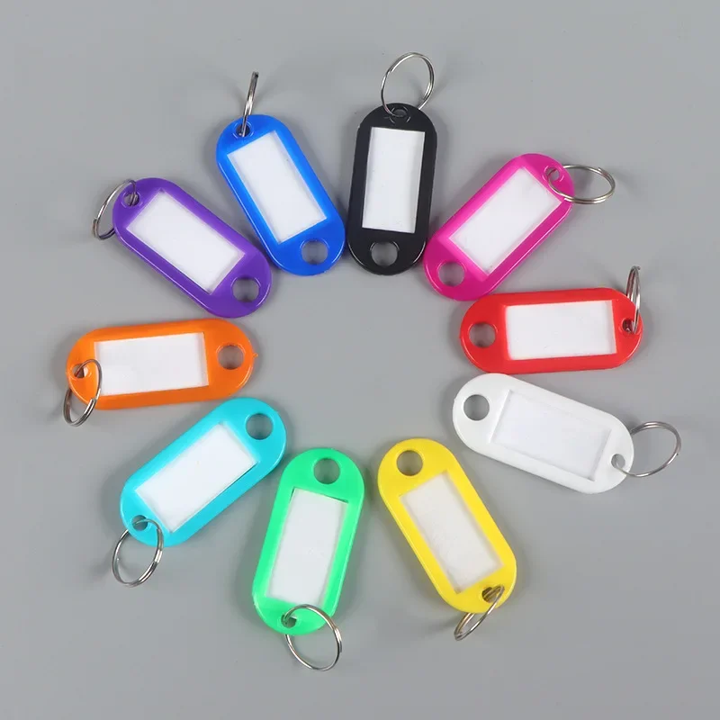 50pcs/lot Colorful Plastic Keychain Key Tags Label Numbered Name Baggage Tag ID Hotel Keychain Label Name Tags with Split Ring