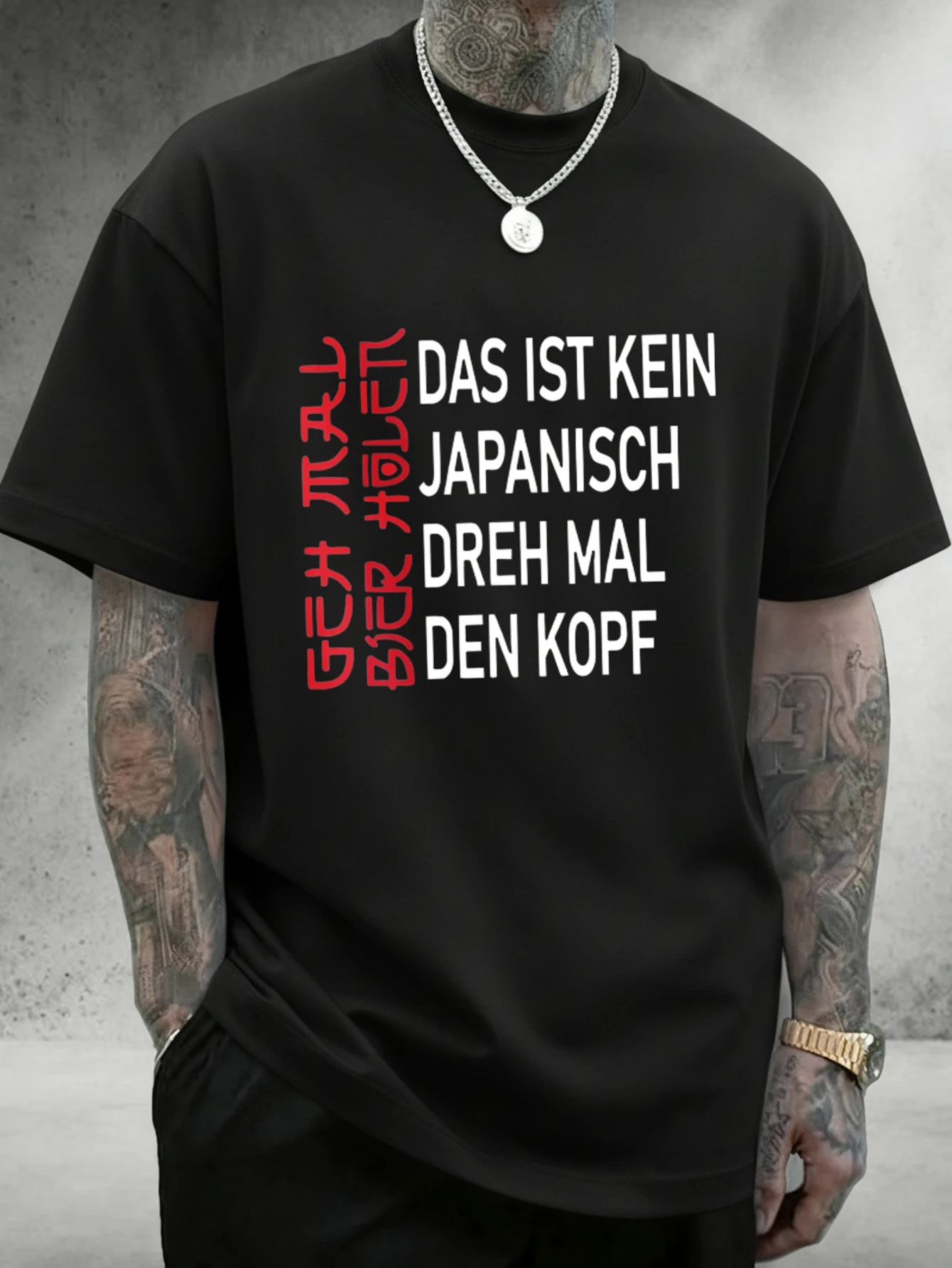 JOOCAR Das Ist Kein Japanisch Dreh Mal Den Kopf Lässiges Baumwoll-T-Shirt für alle Jahreszeiten, Rundhalsausschnitt, weicher Stretch, atmungsaktiv, kurze Ärmel, modisches Streetwear-Oberteil mit