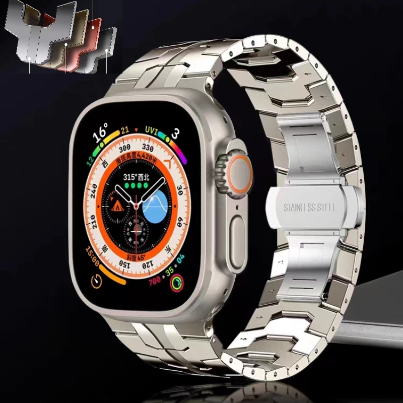 

Металлический ремешок для Apple watch Ultra, высококлассный браслет с цепочкой для iwatch band 44 мм 40 мм 42 мм 6 5 4 3 2 1 SE, 49 мм 8 7 45 мм 41 мм
