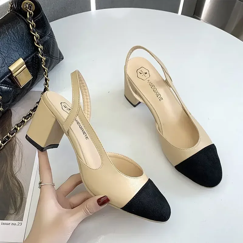 

New Fashion Women High Heel Pumps Dress Work Shoes Mid Heel Square Head Wedding Party Sandals Casual Shoes