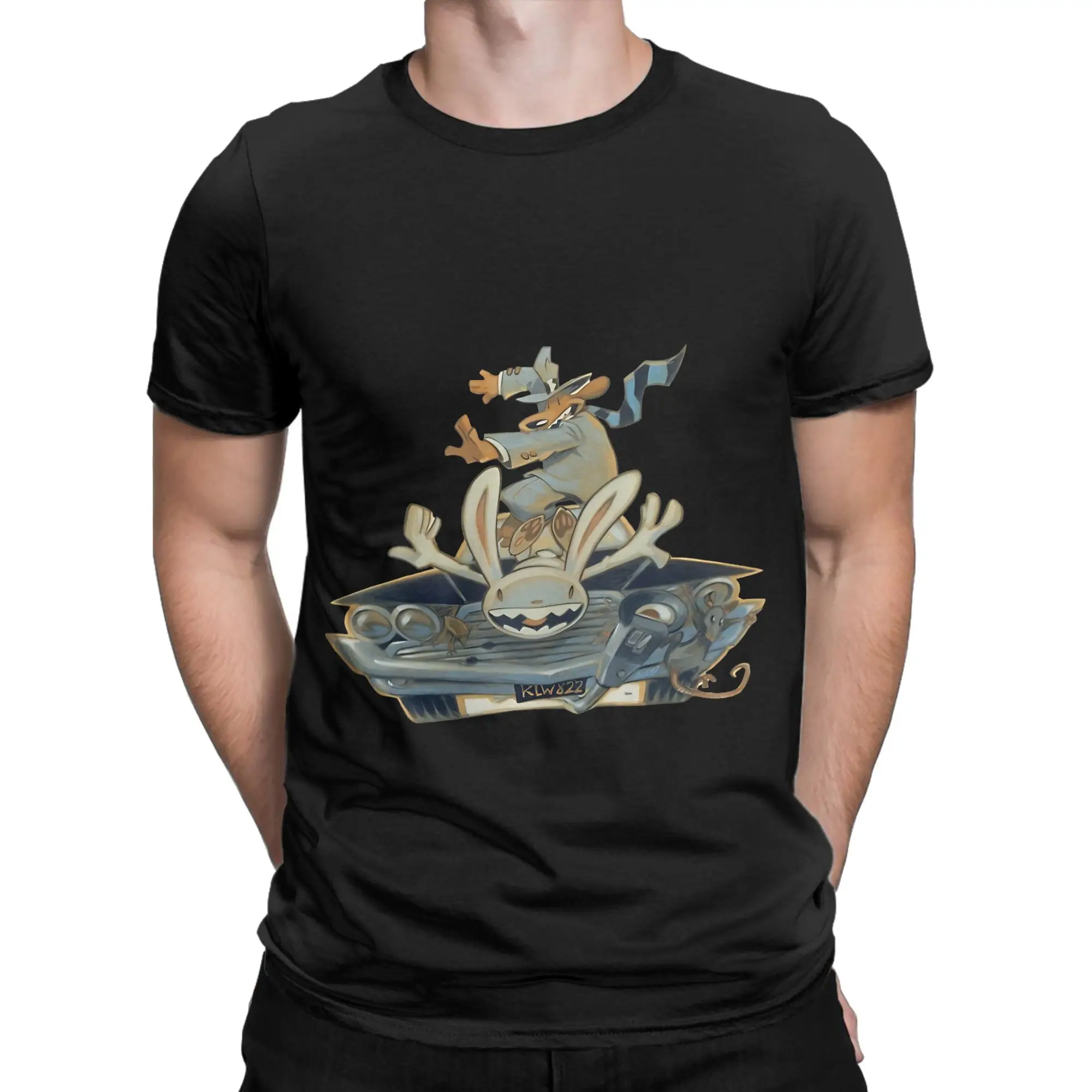 Sam And Max Hit the Road Sticker Graphic 100% Cotton T-Shirt Sam And Max Hit the Road Tees Tops For Men