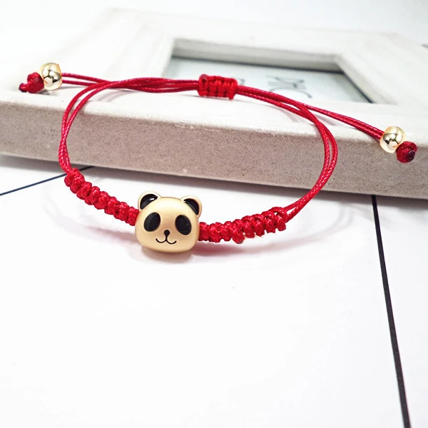 Red String Zinc Alloy Cute Panda Head Lucky Charm Bracelet Women 2024 New Fashion Lovely Animal Red String Handmade Jewelry Gift