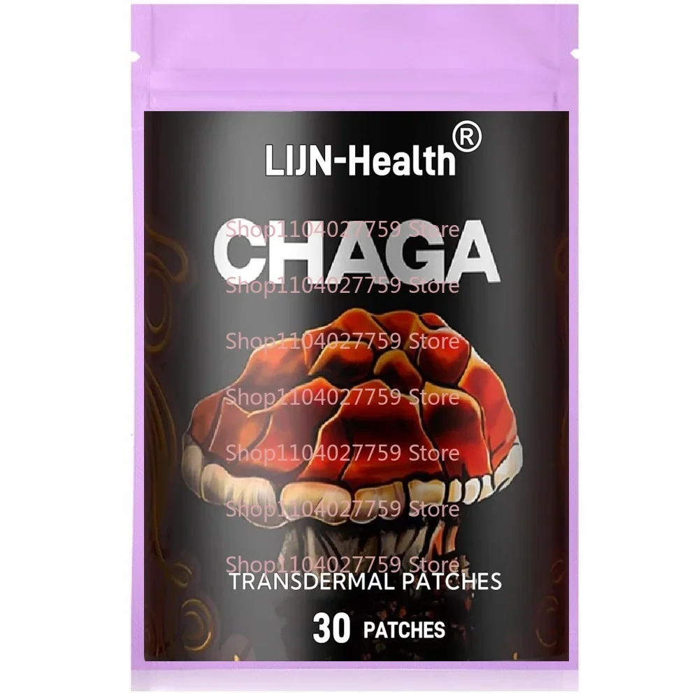 30 Patches Chaga Cogumelos Patches Transdermicos – Fornecimento Antioxidante para Suporte Inmunológico, Impulso de Energia