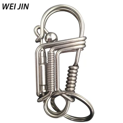 Stainless steel Keychain, Handmade Matte Round Bead Engraved Polishing Mechanical Key Ring, Waist American Men's Trinket Style