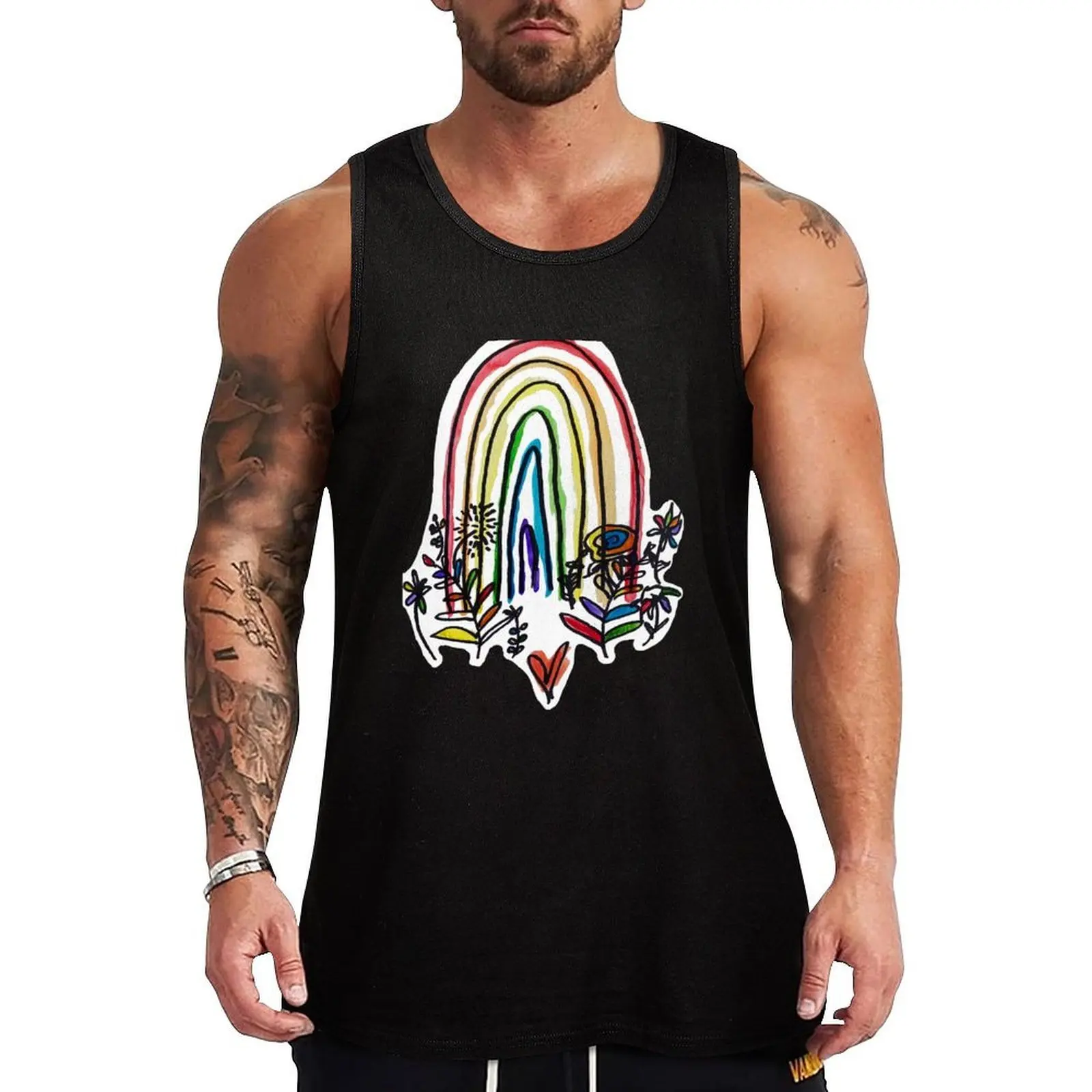 

Pride Watercolor Rainbow Tank Top bodybuilding t-shirt bodybuilding men clothes gym training accessories gym shirts