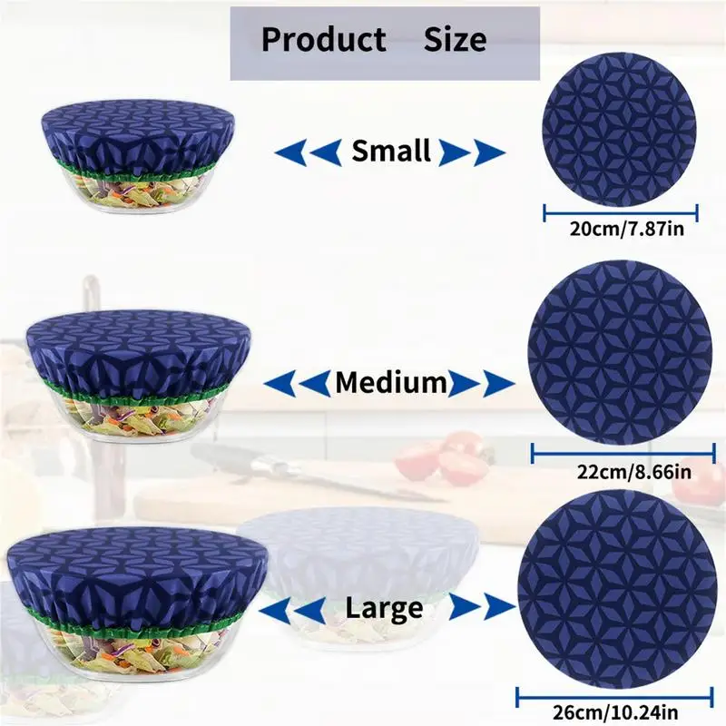 3PCS Reusable Fabric Bowl Covers For Bread Proofing Easy Clean-Easy Use Washable Covers For Kitchen Container Or Food