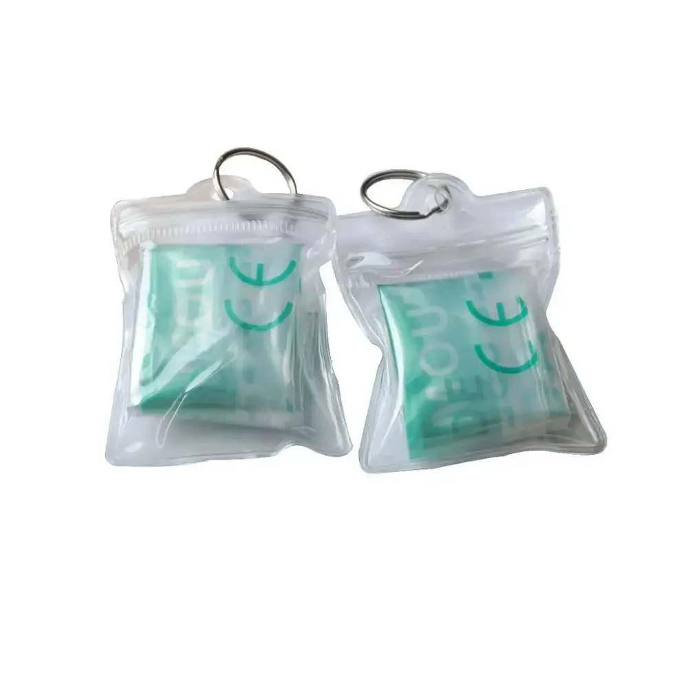 1PCS PVC Waterproof Package CPR Mask With Keychain For First Aid Heart Rescue Recovery Breathing Resuscitator Mask