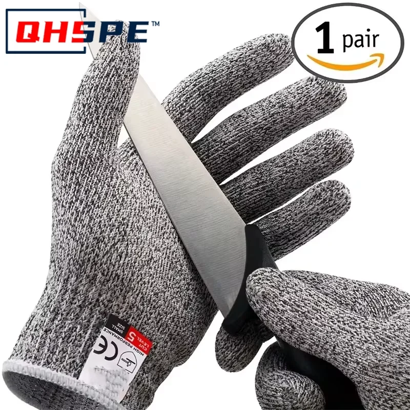 Guantes anticorte HPPE de nivel 5, guantes de punto anticorte para cocina y jardinería, guantes de corte para construcción de vidrio resistentes al desgaste y espinas