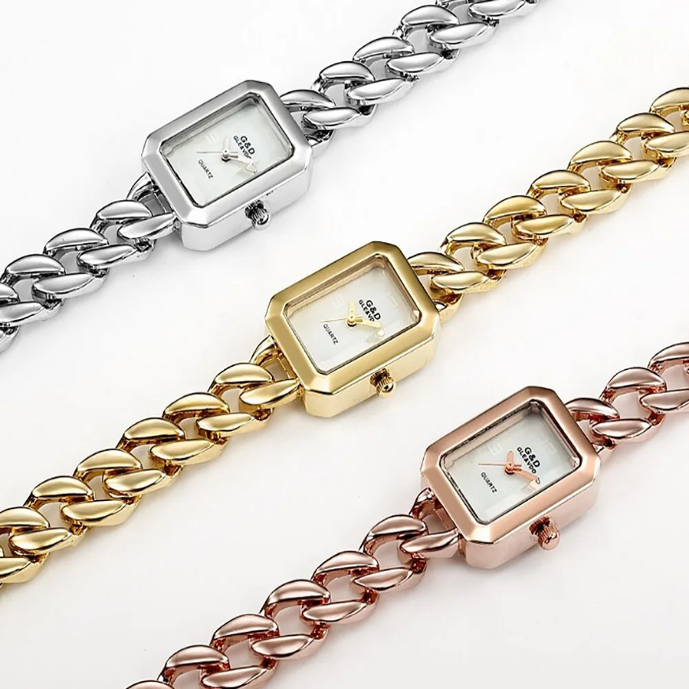 G&D Fashion Women Luxury Zinc Alloy Watches Bracelet Ladies Quartz Watch Gold Women Wristwatch