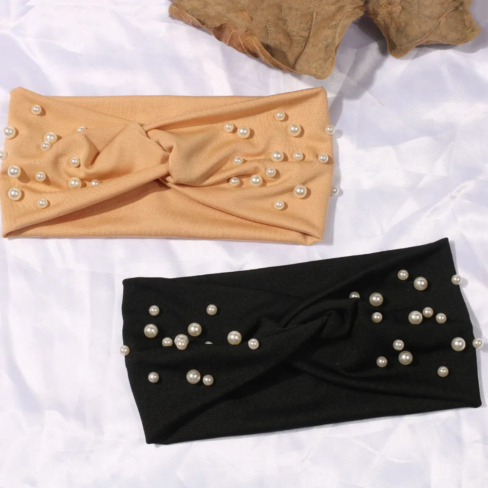 

2Pcs Pearl Headband Fashionable Durable Hair Accessory for Festivals Parties Women Instant Stylish Look Yoga Headband