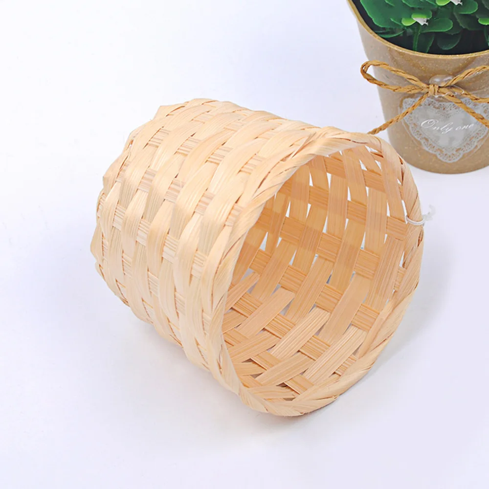 1 pz piccolo cestino Desktop finitura casa stoccaggio bambù tessitura prodotti articoli vari organizzatore scatola di piante in Rattan cestino di